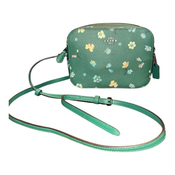 Coach mini camera bag & compact wallet mystical floral print on green. P 14 - Picture 9 of 16